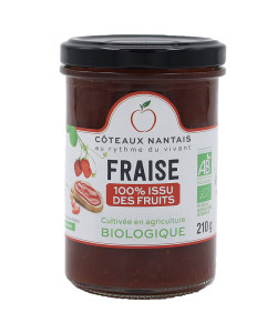 Fruits à tartiner fraise bio 210g des Côteaux Nantais, idéal pour accompagner sur des tartines de pain, ou des crêpes...