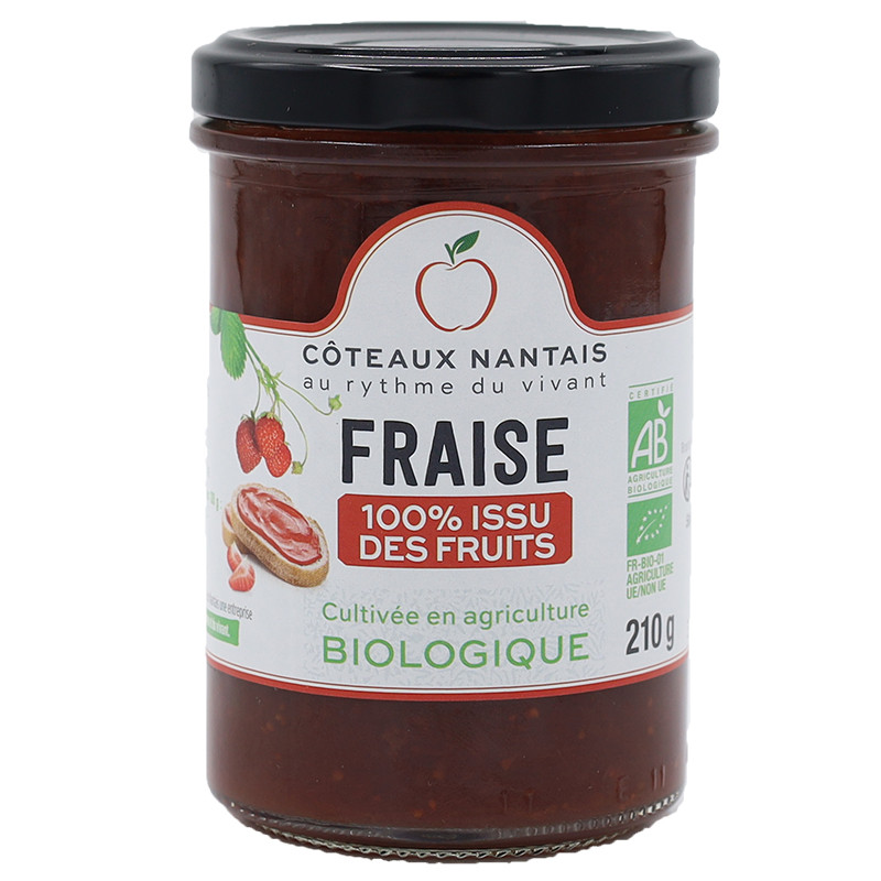 Fruits à tartiner fraise bio 210g des Côteaux Nantais, idéal pour accompagner sur des tartines de pain, ou des crêpes...