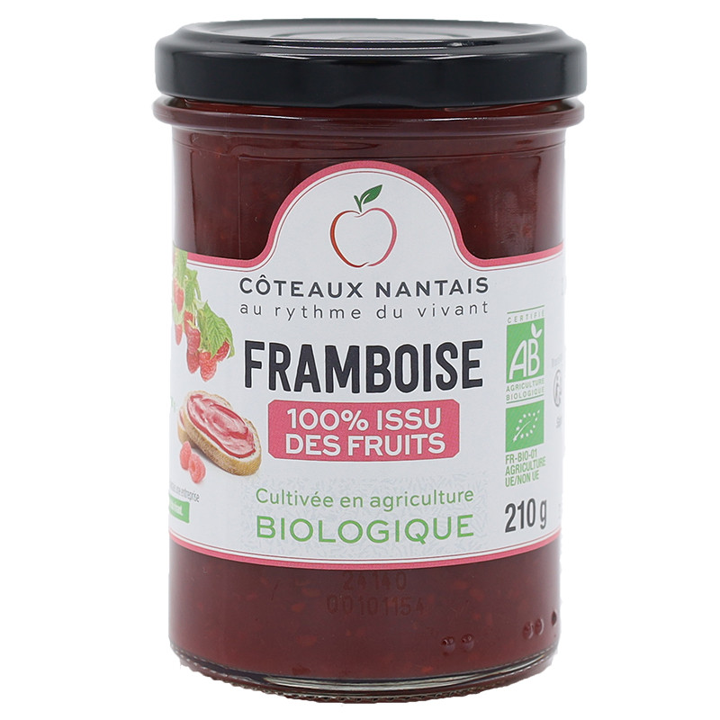 Fruits à tartiner framboise bio 210g des Côteaux Nantais, idéal pour accompagner sur des tartines de pain, ou des crêpes...