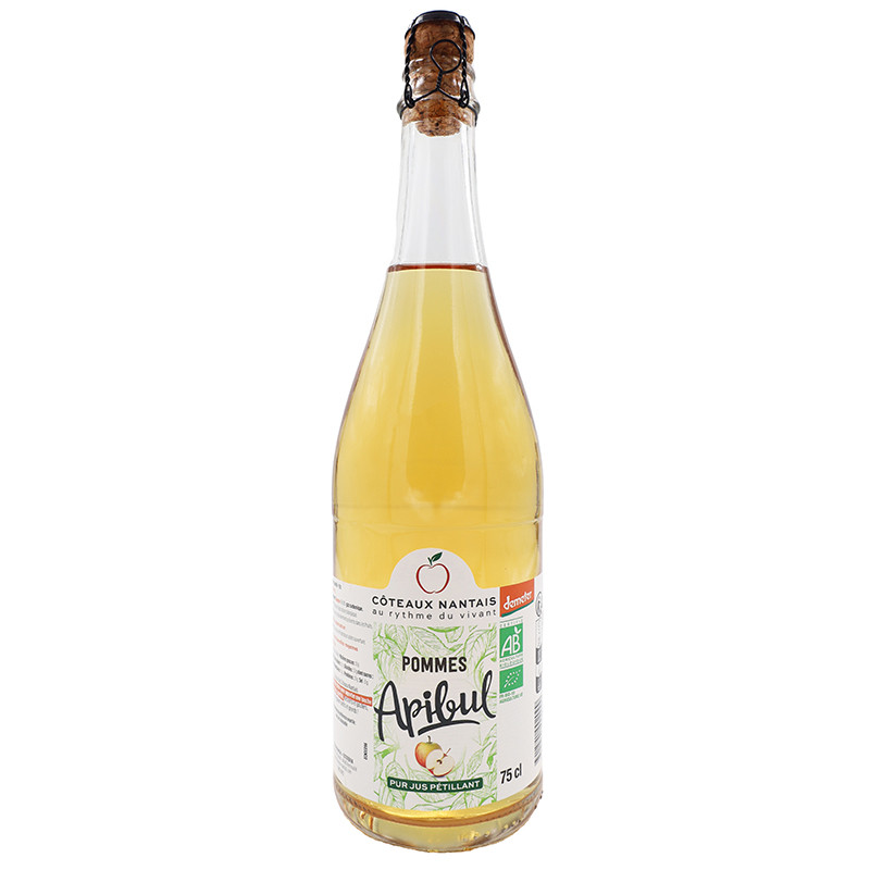 Apibul pommes Bio Demeter - 75 cL des Côteaux nantais, pétillant savoureux à la bulle légère et rafraichissante