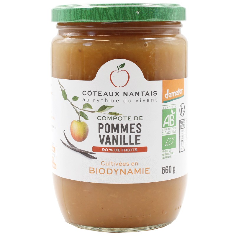 Compote pommes vanille Bio Demeter - 660 g - Côteaux Nantais