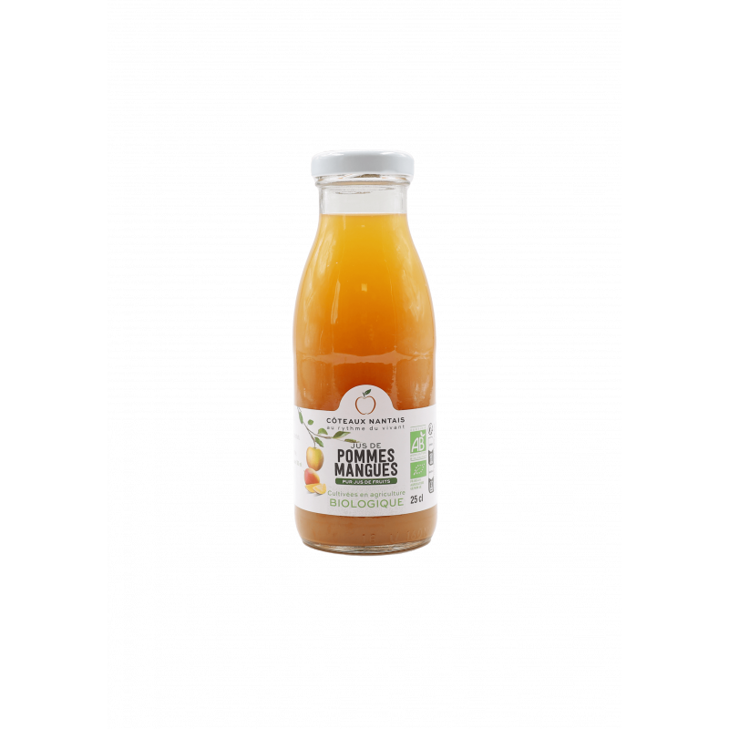 Jus pommes mangues Bio - 25 cL des Côteaux Nantais, issus de fruits 100 % Bio de pommes mangues