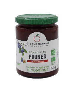 Compote de prunes des Côteaux Nantais, idéal pour ajouter une touche sucrée avec du sucre de canne