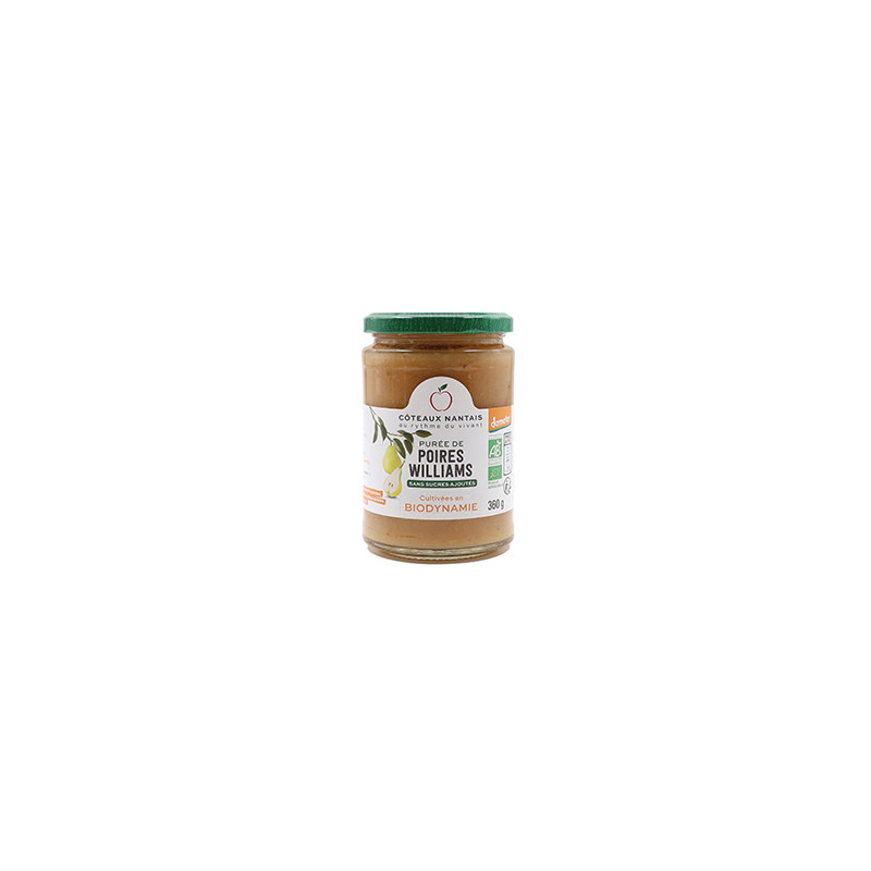 Purée de poires Williams Bio Demeter - 360 g idéal pour terminer les repas sans sucre et purs fruits poires Williams