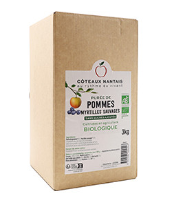 Purée pommes myrtilles Bio - 3kg idéal pour terminer les repas sans sucre et purs fruits pommes poires