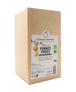 Purée pommes poires Bio - 3 kg idéal pour terminer les repas sans sucre et purs fruits pommes poires