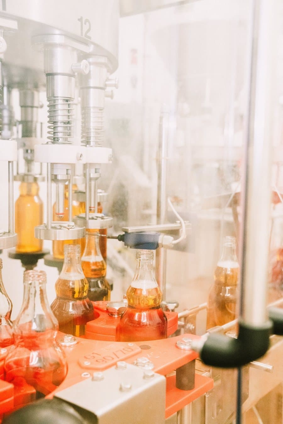 Bottles being filled on the production line
